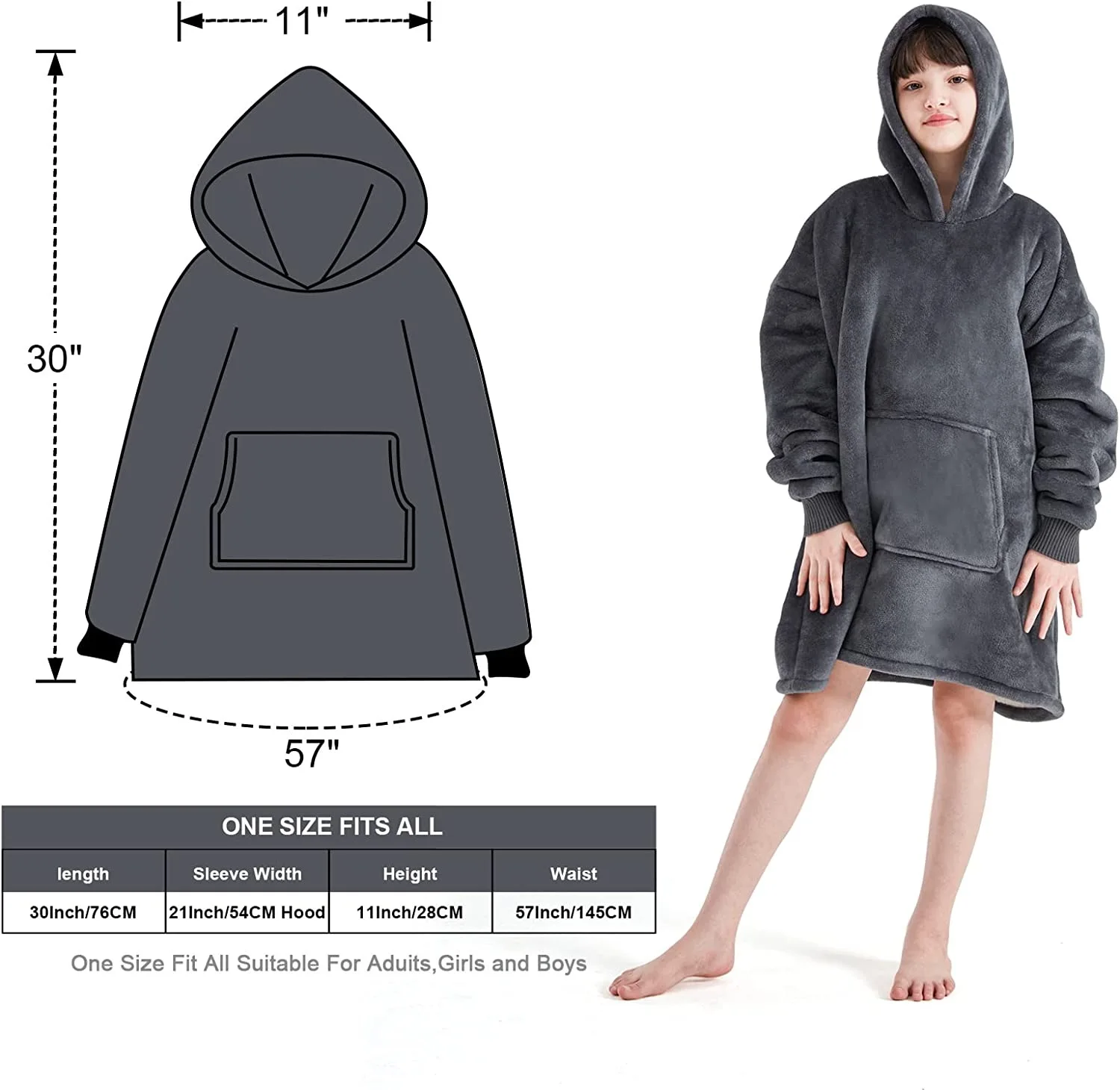 Sherpa Throw Fleece blanket hoodie  Solid for Winter hoodie blanket Polyester Soft Warm Christmas gift blanket hoodie oversized