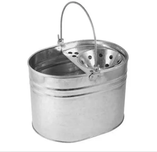 Large Galvanized Metal Steel Mop Bucket with Handle for Home Office General Indoor/Outdoor Heavy Duty