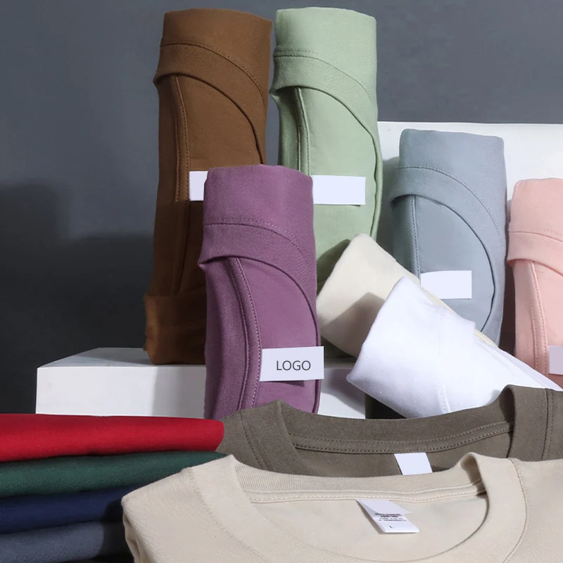 Wholesale Summer Spring Custom Logo Loose Cotton Tshirt Oversized Drop Shoulder T Shirt Blank Plain Round Neck T-Shirt For Men