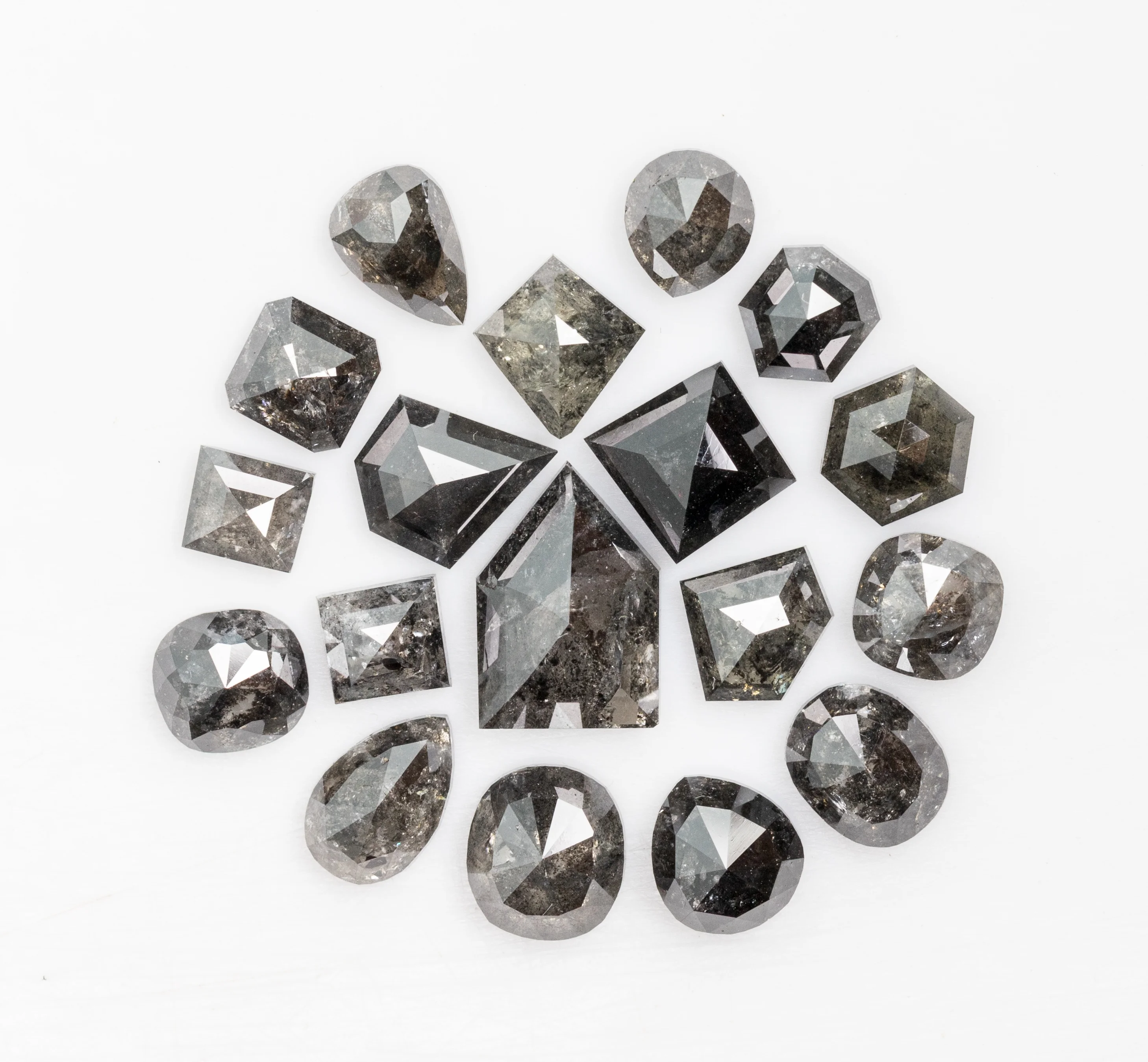 Salt and Pepper Multi Color Rose Cut Diamond 2.5 - 6 mm Faceted Round Loose Diamonds for Jewelry