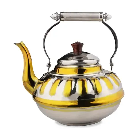 Ajwa Marhba Yellow Color Stainless Steel Tea Kettle Teapot Cookware Vintage Boiling Kettle All Kind of Steel Kettles Available