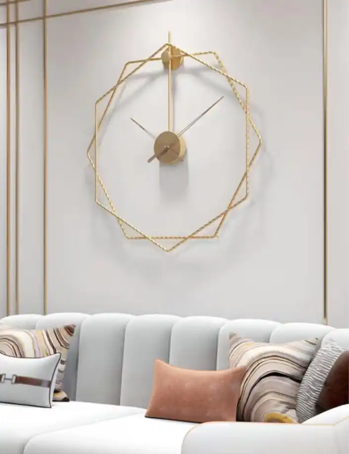 Best Quality Hexagon Chic Golden Metal Wall Clock for Innovative Wall Decoration at Wholesale Prices from India
