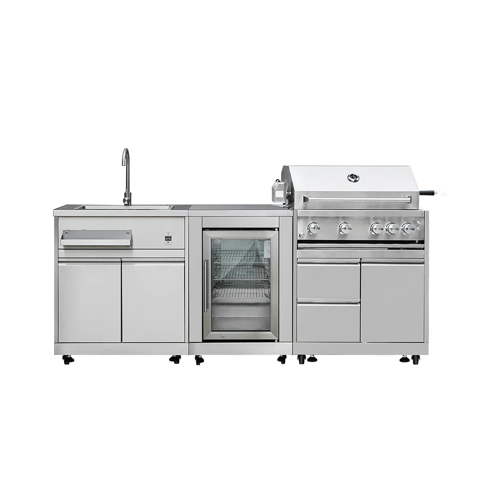 Hyxion outdoor cabinet three-piece set barbecue refrigerator sink three-piece integrated modular garden kitchen