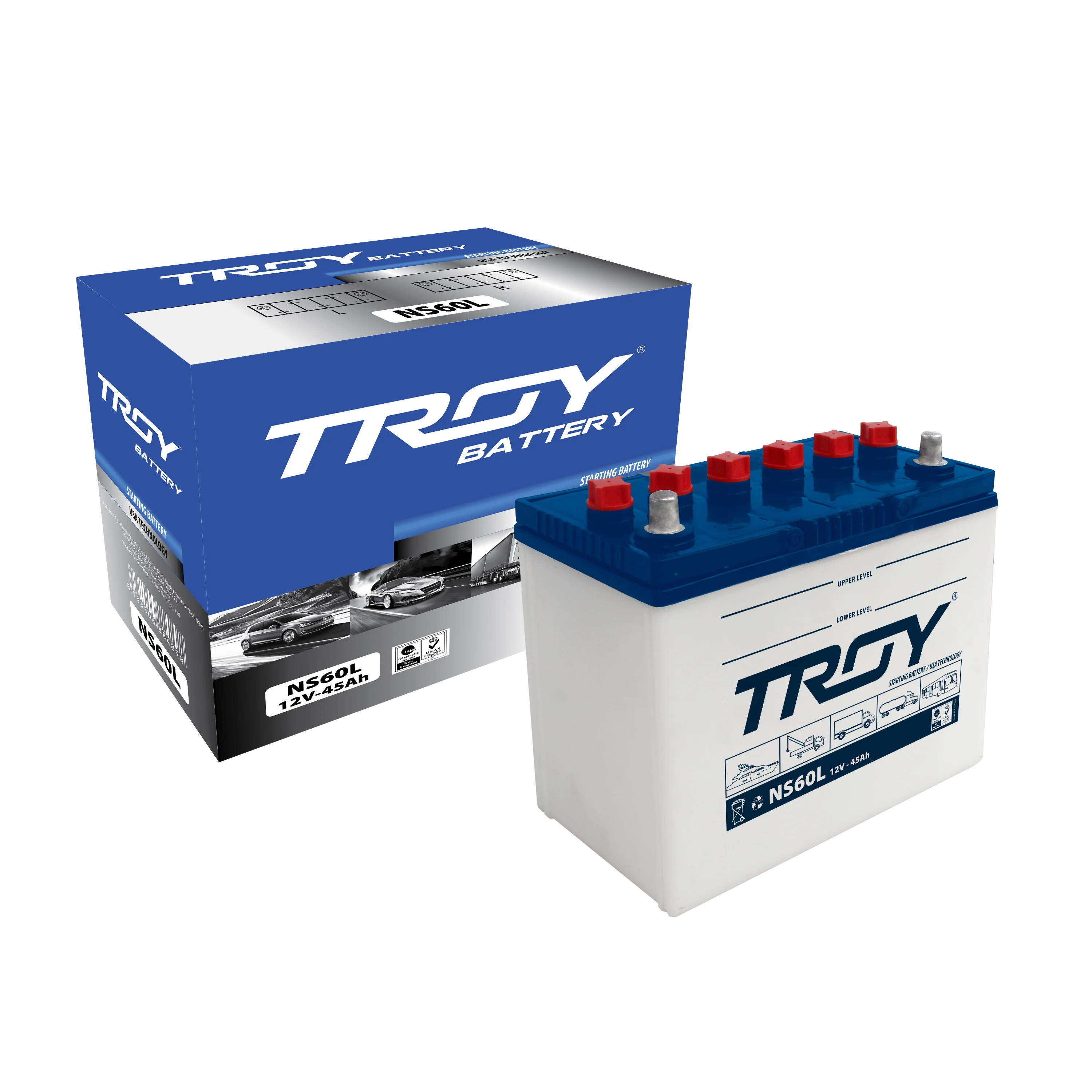 Vietnam product NS60R L 12V 45 AH Car Battery Troy for Sale with High Quality strong starting
