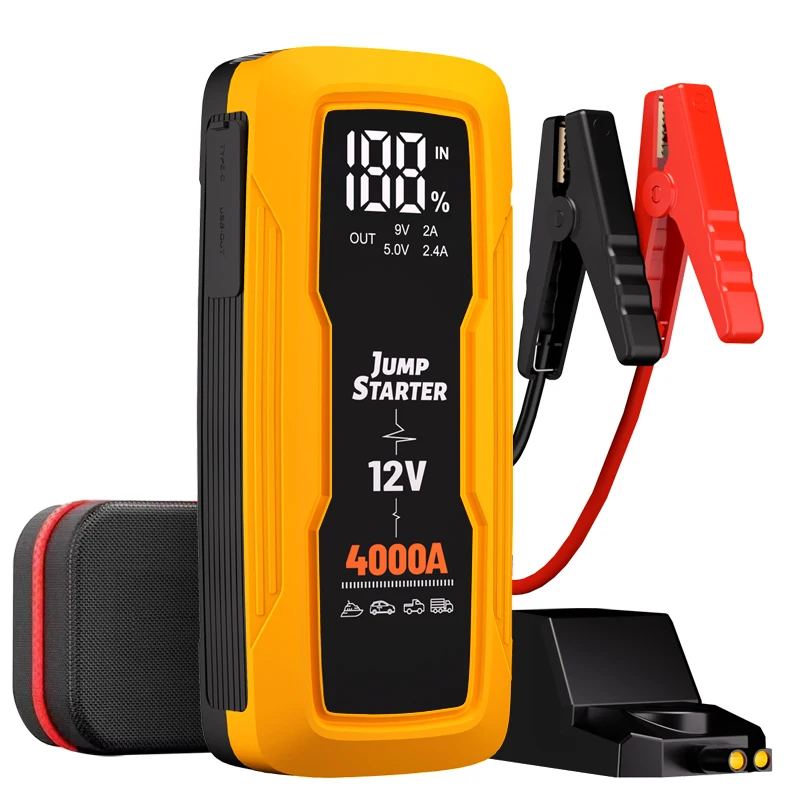 Multi-function Jump Boost 12v OEM Passenger Car Jump Starter Portable Charger Starting Device Emergency Tool with Safe Clamp