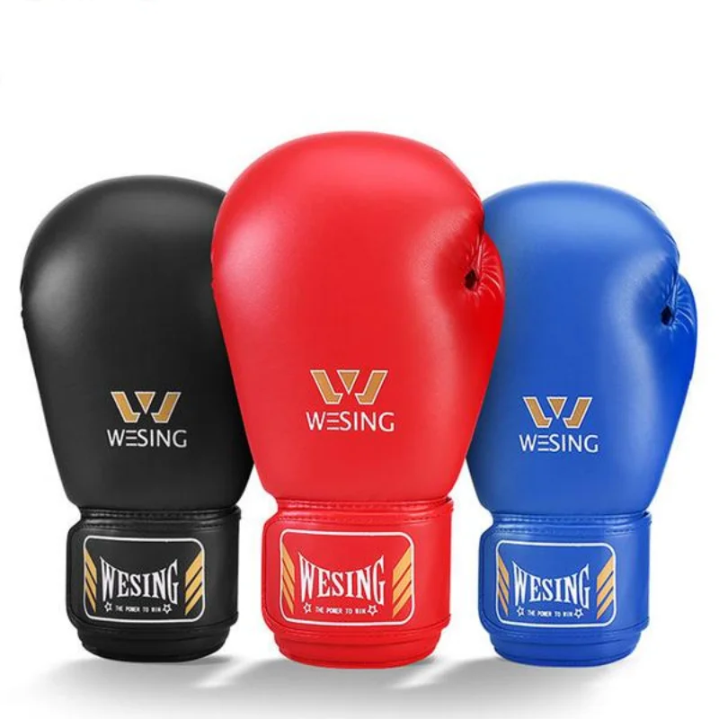 Wesing Boxing Gloves Professional Leather Training Sparring Oem Custom Logo Kick Boxing Gloves