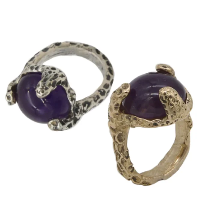 Fine jewellery made in Italy for wholesale Contrarie Cratere ring in 925 silver and bronze with semi-precious stones