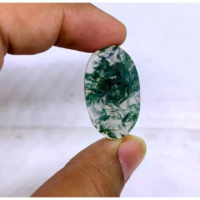 High Quality Natural Moss Agate Gemstone Brilliantly Polished Oval Cabochon Green Color for Jewelry Making Bulk Sale