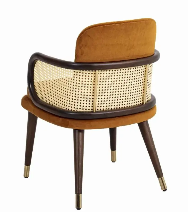 modern luxury living room dining indoor furniture nordic french style rattan dining chair rattan backrest hotel restaurant chair