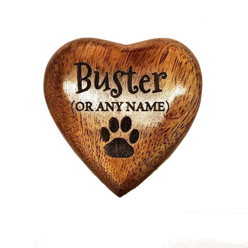 Wood Pet Urn for Token Ashes Dog Cat Personalized Cremation Casket Engraved Bespoke Mango Laser