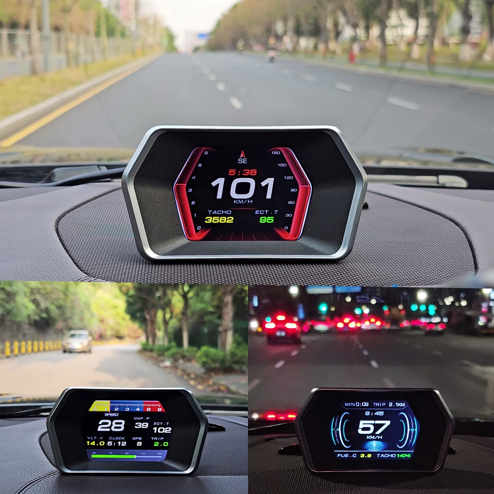 WIIYII OBD2+GPS Turbo Pressure P17 head up display obd2 gauge car accessories hud obd2 scanner for vehicle