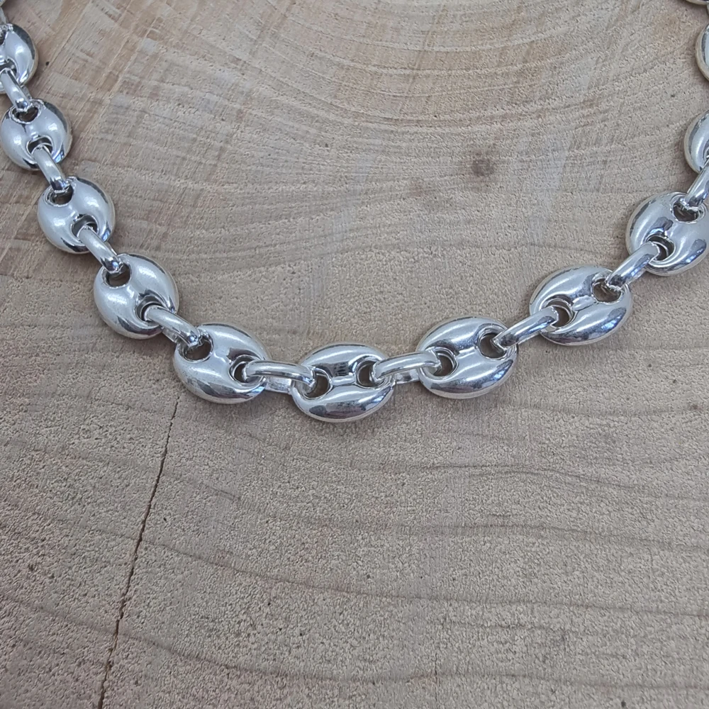 925 Sterling Silver Sailor Men Jewellery Women Unisex Link Chain  Coffee Bean Necklace Wholesale Mens Jewelry Trendy Hot Sale