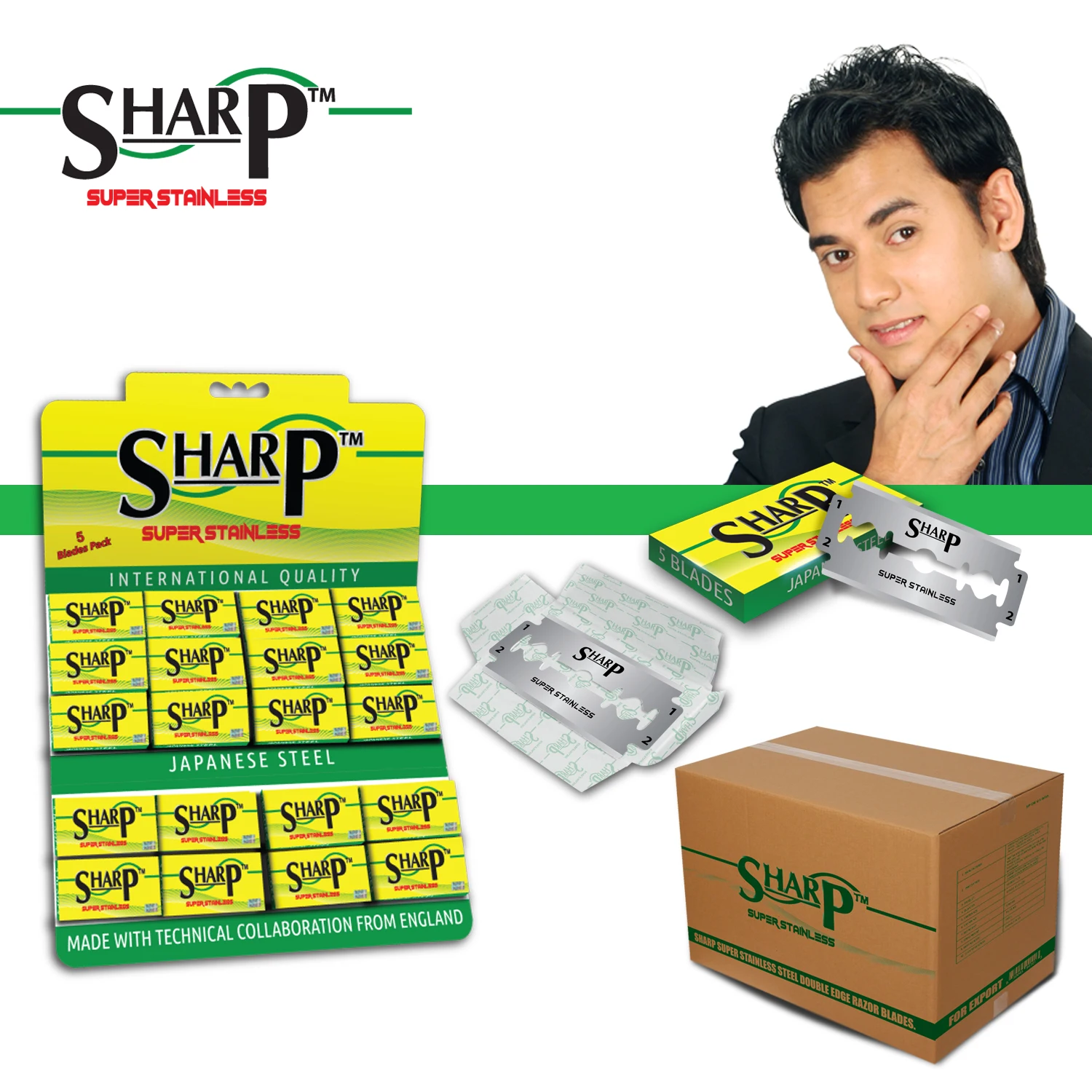 SHARP Super Stainless Steel Double Edge Safety Razor Blade