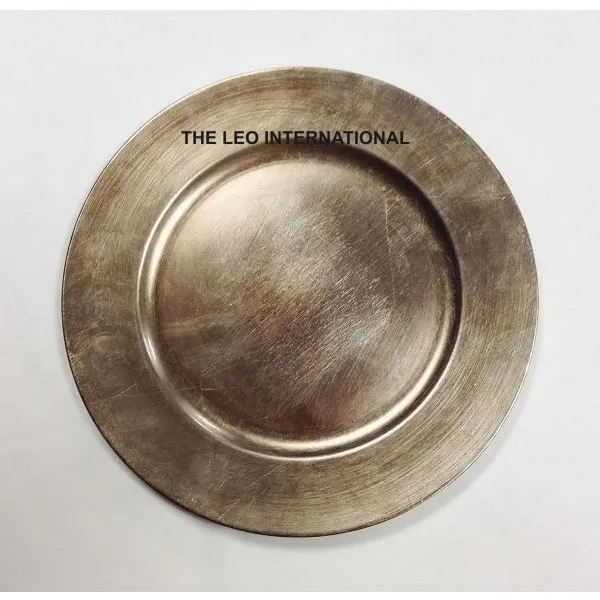 gold beaded fancy white metal charger plate for dinner table