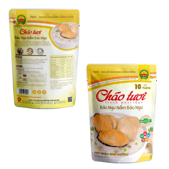 Abalone & Oyster Mushrooms Fresh Porridge Reasonable Price No Added Color Ready To Eat ISO Pack In Bag From Vietnam Manufacturer
