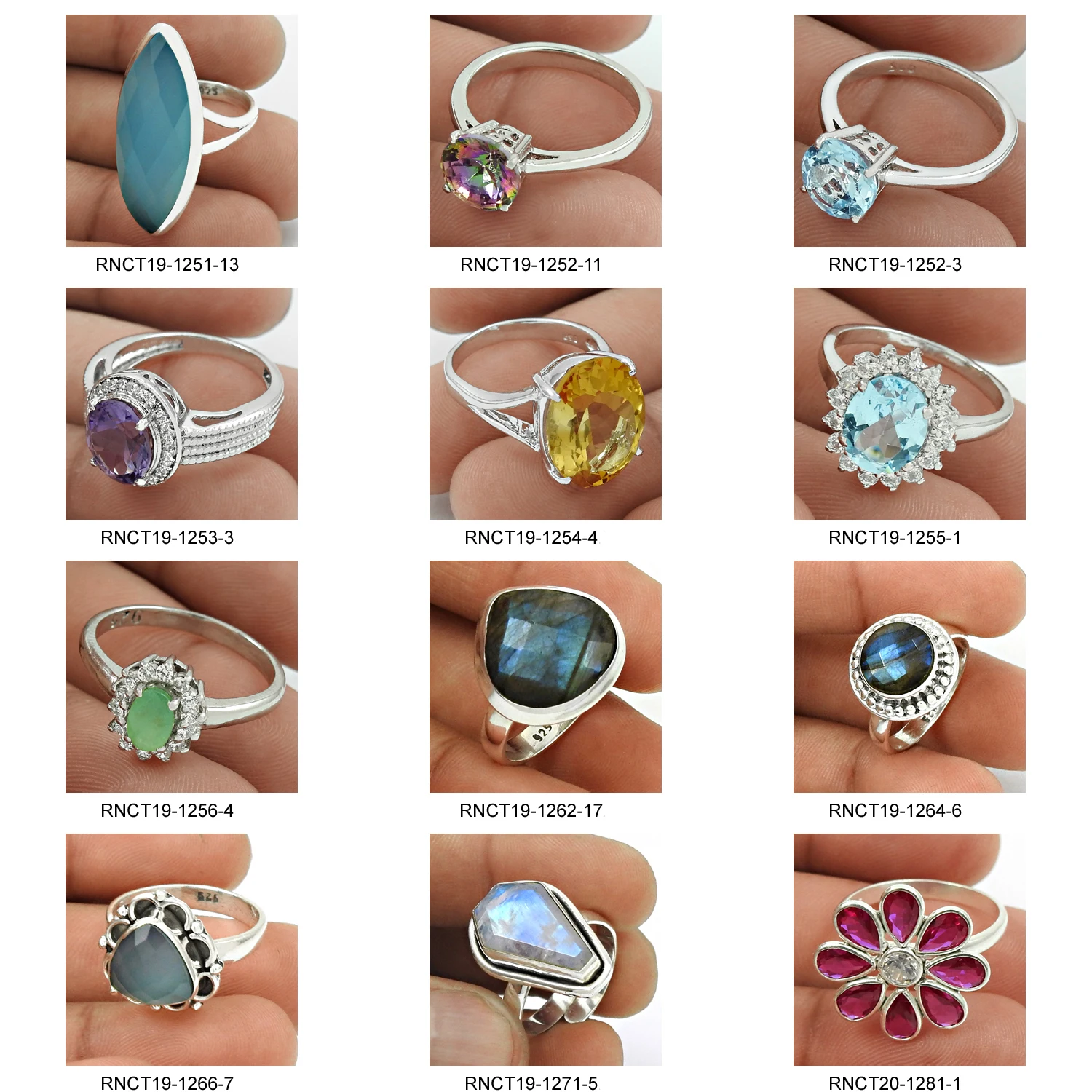 Top Selling Product 925 Sterling Solid Silver Natural Blue Topaz Gemstone Round Shape Gold Plated Ring For Woman Girls Jewelry