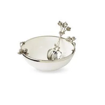 Direct Factory Sales Silver Finished Vegetable Salad Serving Bowl Modern Designer Handmade Decorative Fruit Serving Bowl