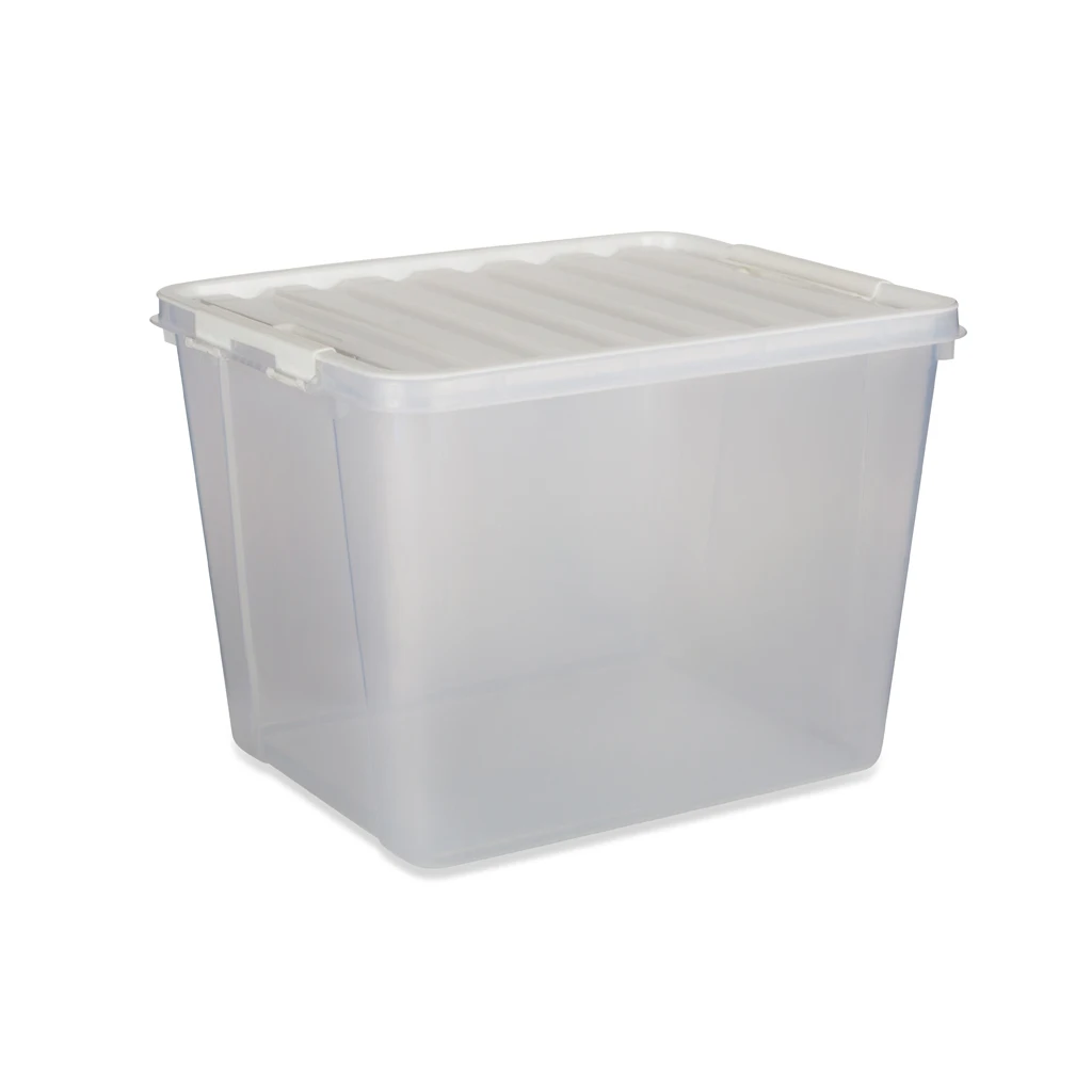 Storage Multipurpose Space Saving Storage Plastic Stackable Container Basket Box Bin With Lid W465 x D370 x H335 mm