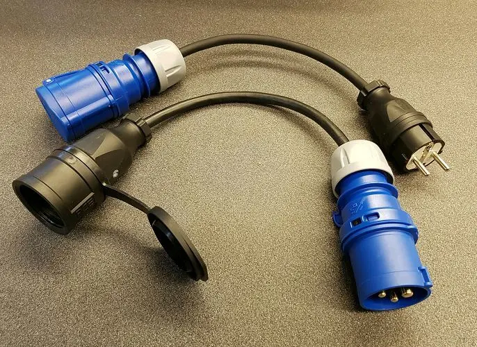 3-pin Caravan CEE Industrial Extension Cables Adapter Cable with Schuko Earthing Contact Coupling and CEE Plug