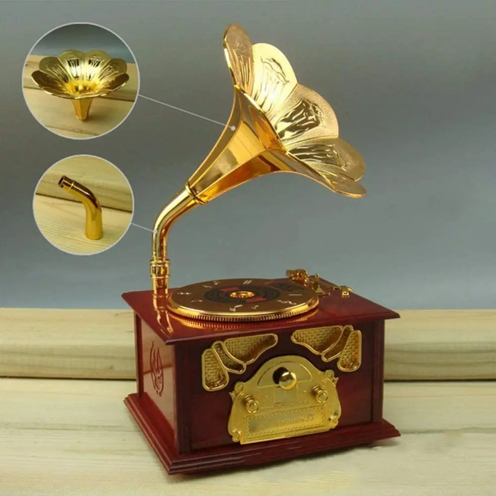 Классическая музыкальная шкатулка Gramophone для косметики и украшений дома