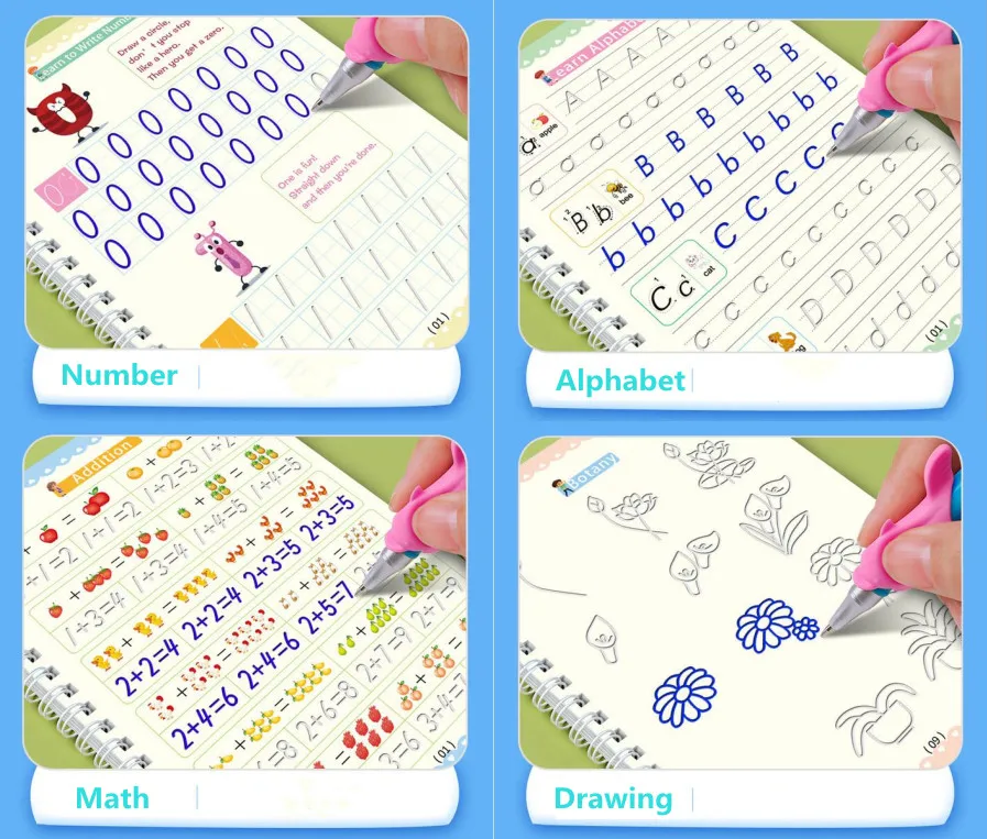 for Kids Sank Magic Practice Copybooks Alphabet Math Number Drawing Reusable Calligraphy Reused Handwriting Workbooks Grooves