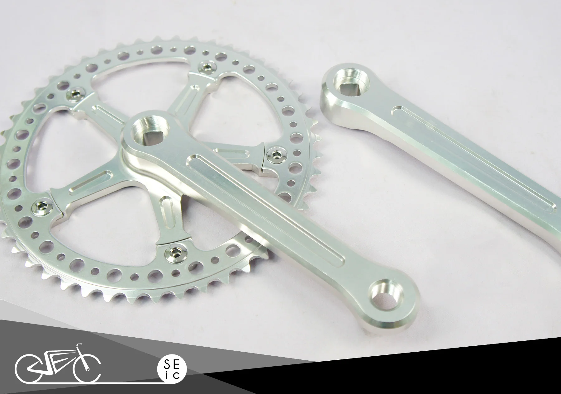 Silver Alloy CNC 48T 165mm Bicycle freewheel Crank