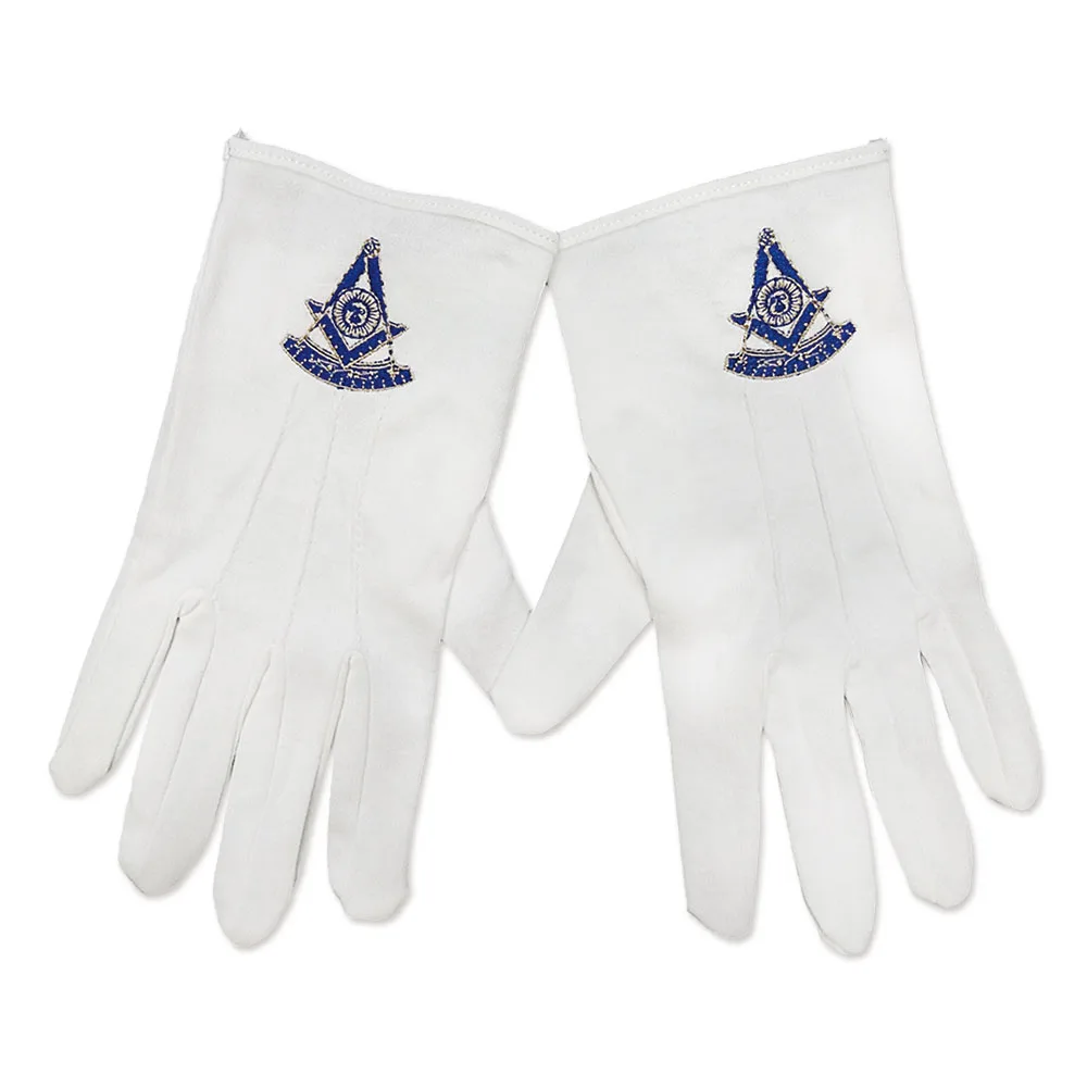 Latest Design Comfortable Masonic Regalia White Soft Leather Gloves Embroidered Logo