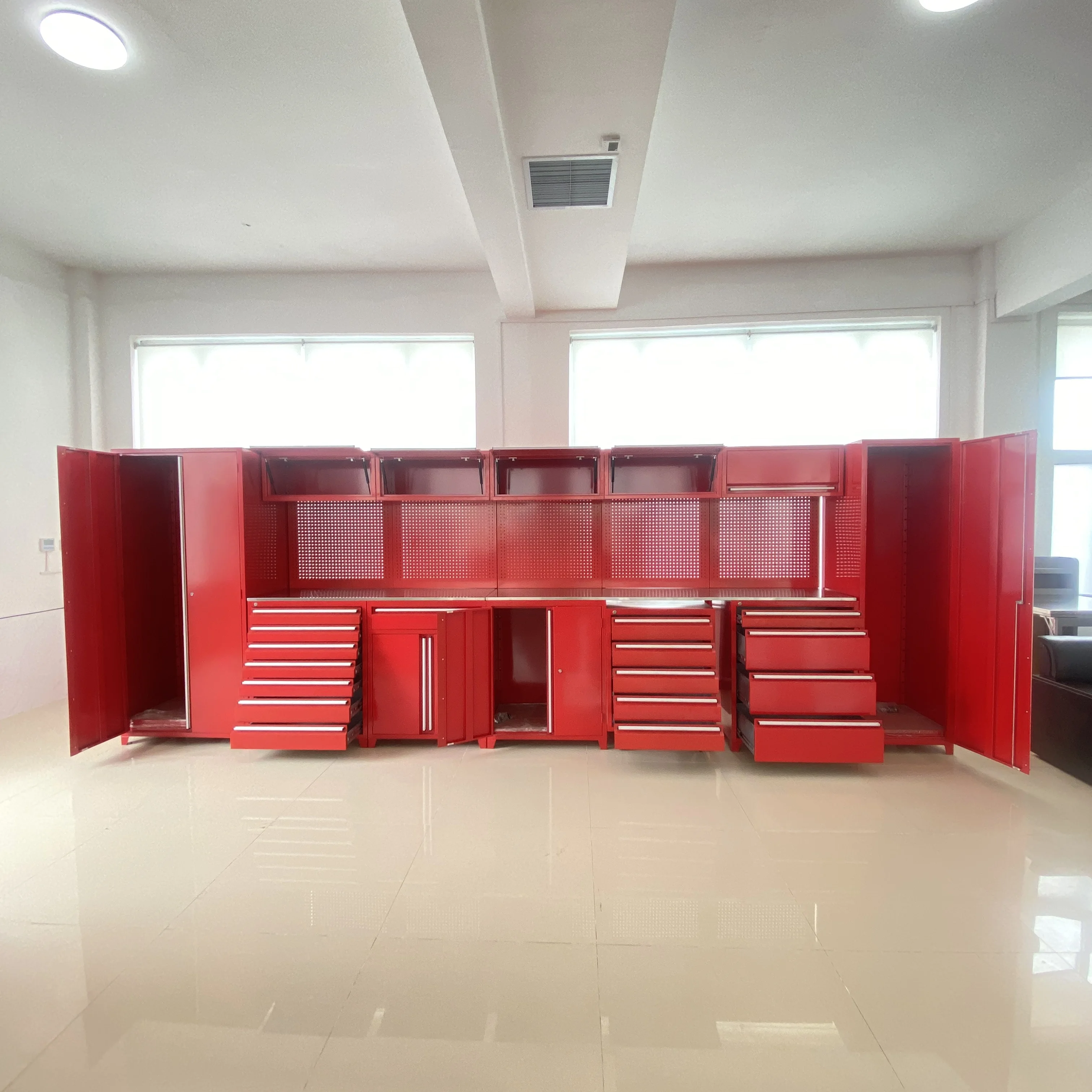 Hot selling metal garage cabinet storage with work bench high quality storage tool garage cabinet