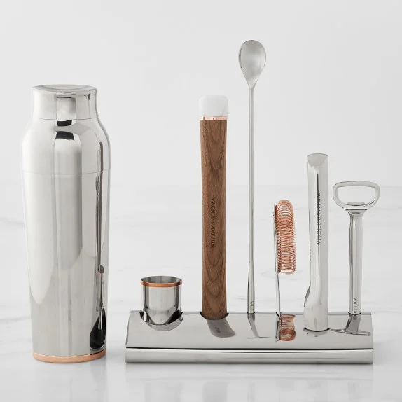 11 Piece Gold Stainless Steel Cocktail Shaker Set With Wooden Stand Professional Bartender Kit Custom Cheap Price Manufacturer