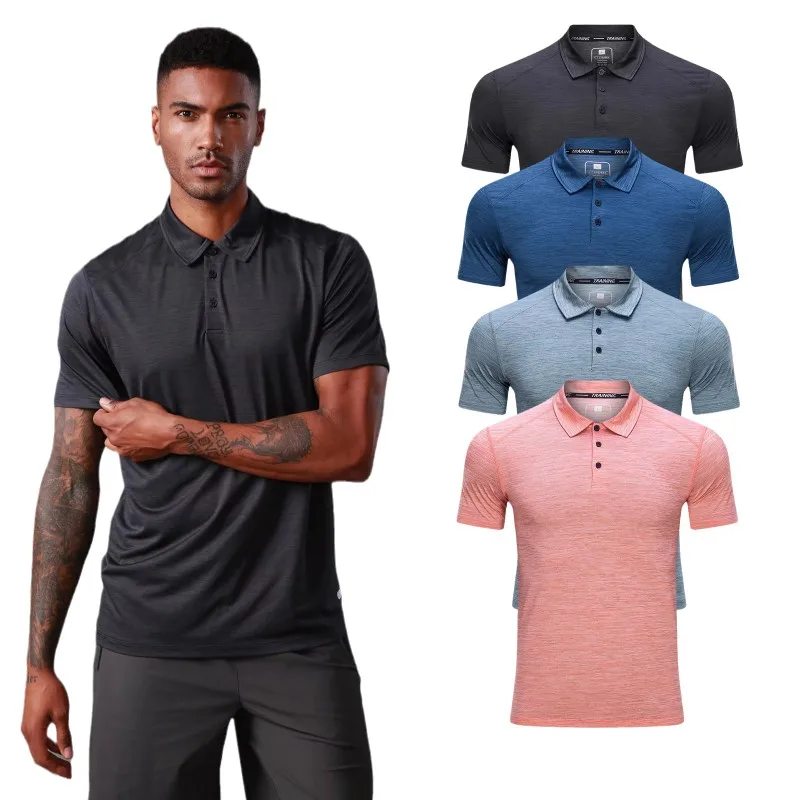 Manufacturers wholesale quality 100% polyester quick drying breathable sport custom logo short sleeve men round neck polo neck