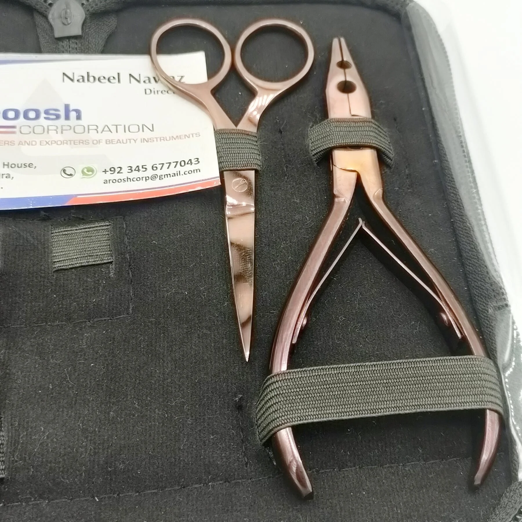 Wholesale Rose Gold Color Stainless Steel Hair Extension Tools Kit Hair Extension Pliers with Crochet Needle Scissor Clips