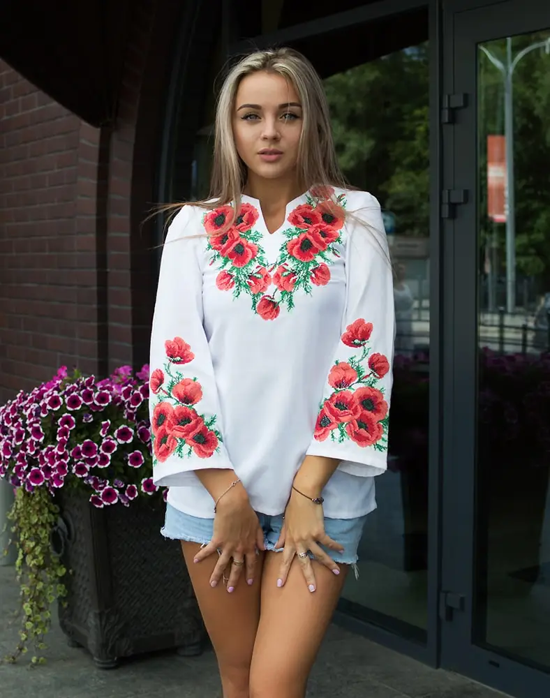 Women clothes New Design High Quality Cotton White Shirt Custom Embroidered Women Blouse