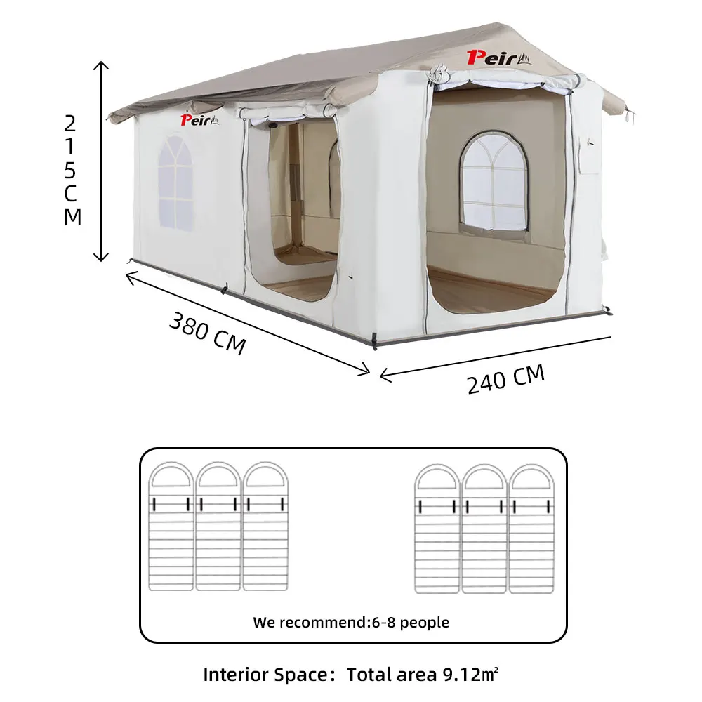 High Quality Customized 4 Season Luxury Large Outdoor Camp Family air camping tube tent Waterproof PVC Inflatable Camping Tent