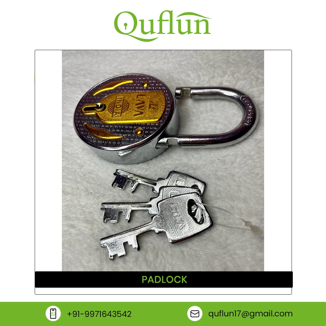 New Design High Quality Double Locking Brite SS Polish Padlock Golden Indian Supplier Selling Lava 67 Mm Doors Security Round