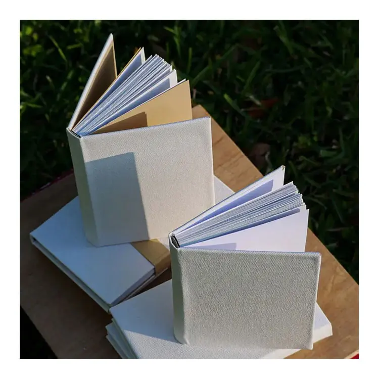 LABON Custom Wholesale Handmade Canvas Paintable Sketchbook Mini Hardcover Blank Journal