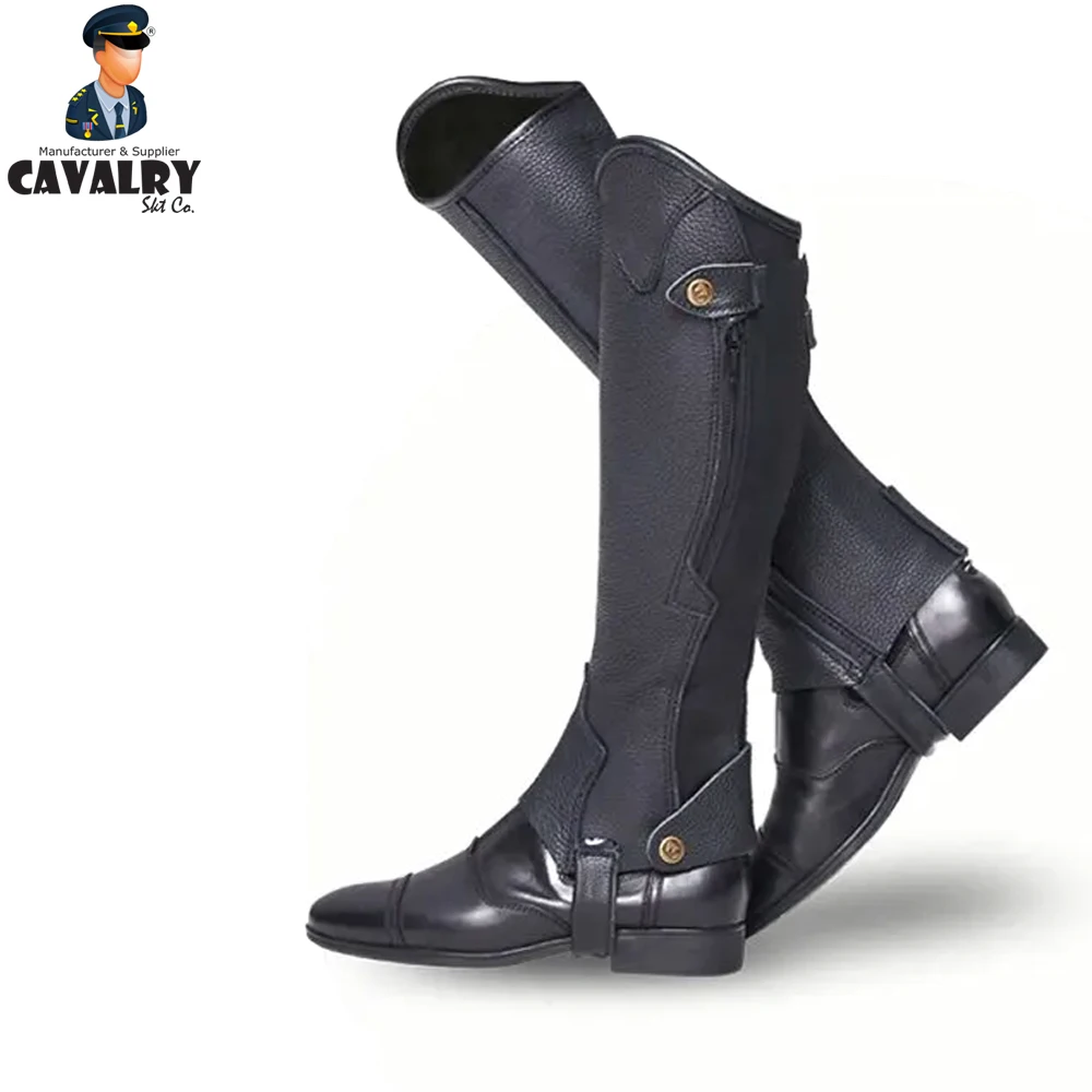 New Arrival Best Design Customized Logo Printing Leather  Light Weight Men Half Horse Riding Chaps By CAVALRY SKT COMPANY