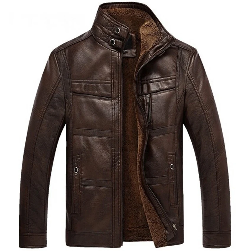 New Leather Jacket Men Coats Brand High Quality Leather Jacket Outerwear Men Business Winter For Male Jacket Fleece