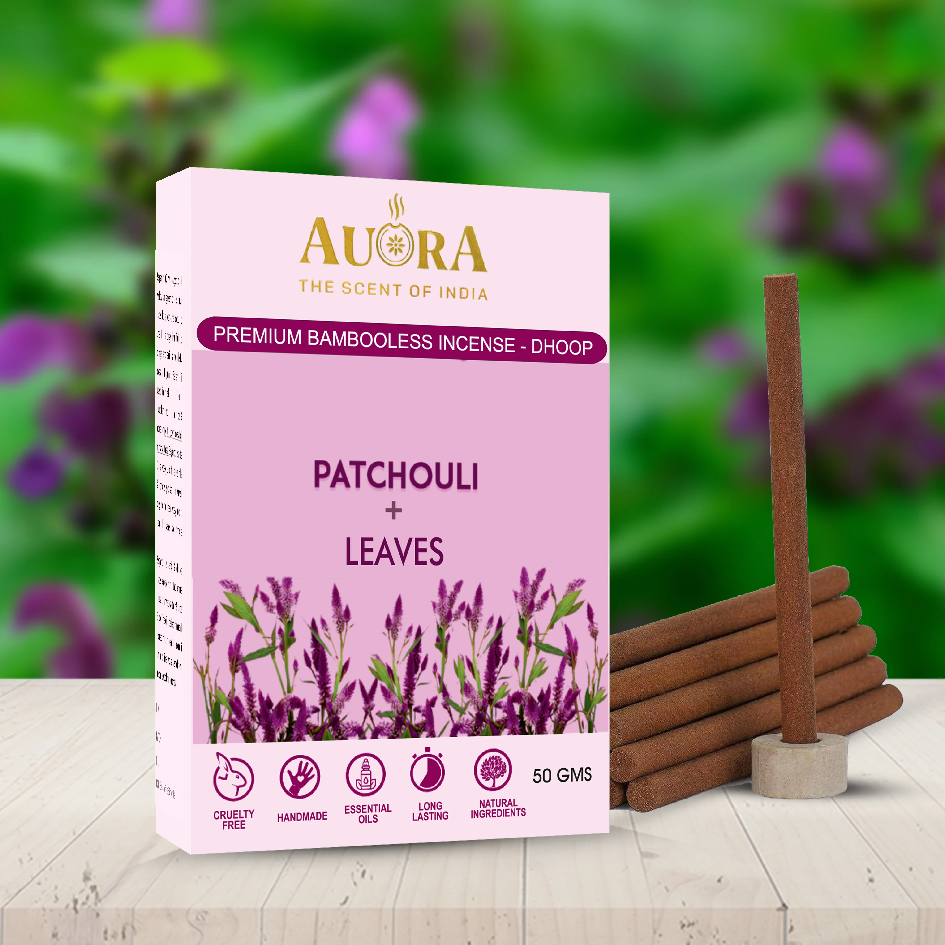 Premium Patchouli Dhoop Sticks Bamboo less Incense Natural Eco-Friendly Subtle & Long-lasting Private Label Indian Custom Pack