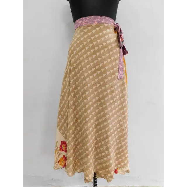 Vintage silk saree Magic Wrap Skirts Handmade Silk Reversible rapron skirt 2 layer wrap