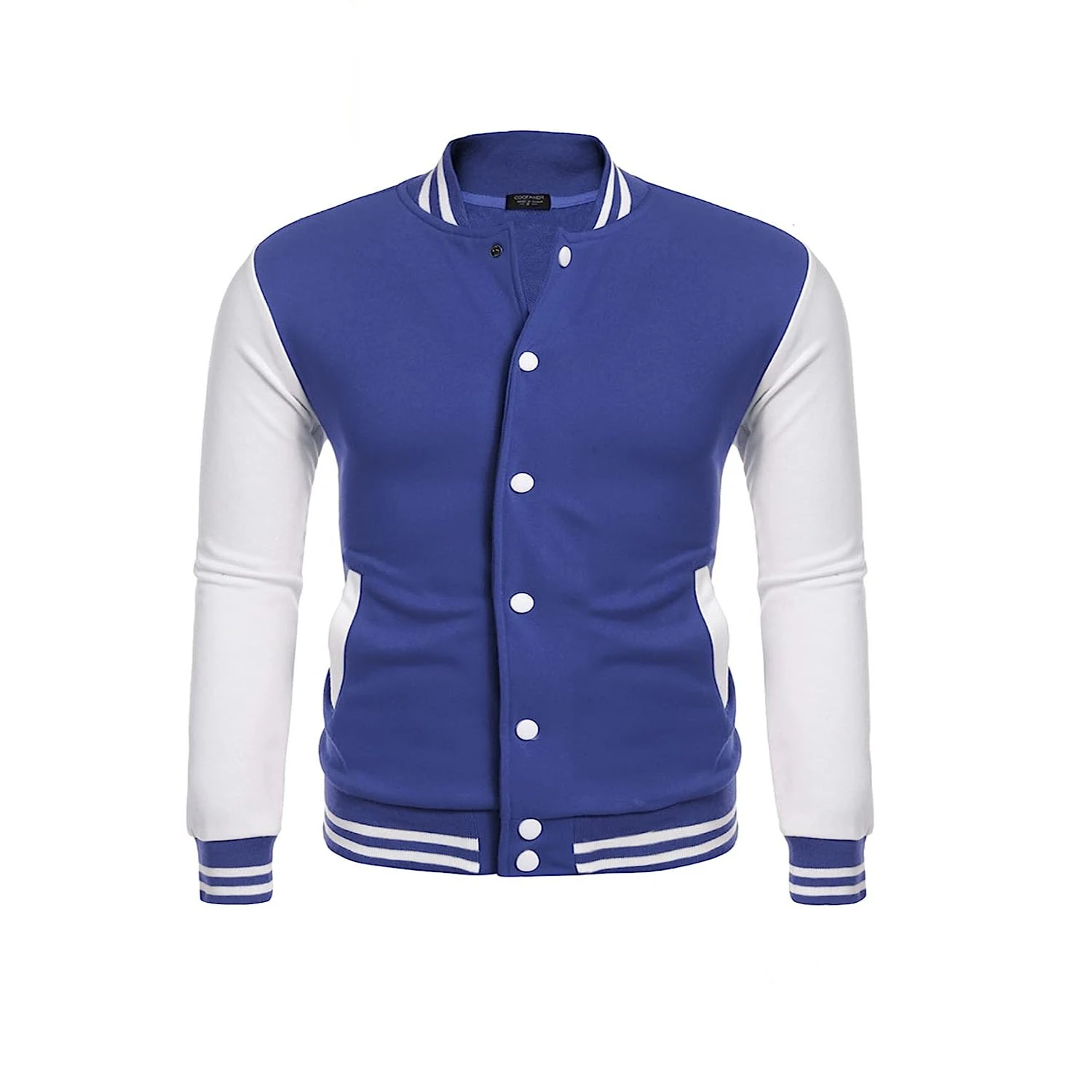 100% Polyester Machine Wash Varsity Patch Jacket With Two Side Pockets Front Button Closure Long Sleeves Regular Fit