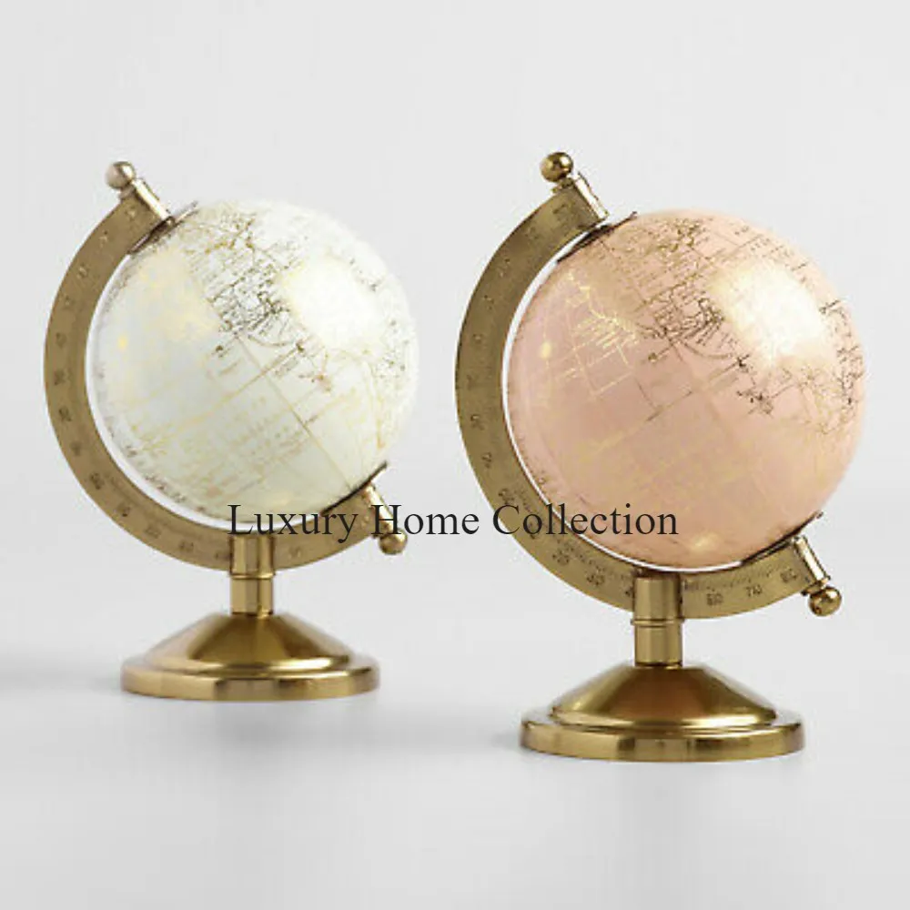 new Pink And Gold Color Handcrafted Tabletop Globe For Educational Geography School And Office Ready to Ship Round Shape Globes