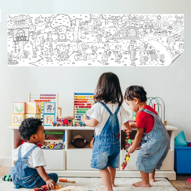 Dry Erase Animal Painting Kids Activity Decal  Reusable Durable Polystyrene Material Holds The Surface With Static Electricity