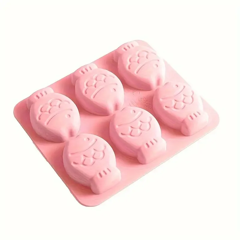 6-Cavity Silicone Molds Handmade Soap Mould Diy Round Fish Shape Form Making Soap Candle