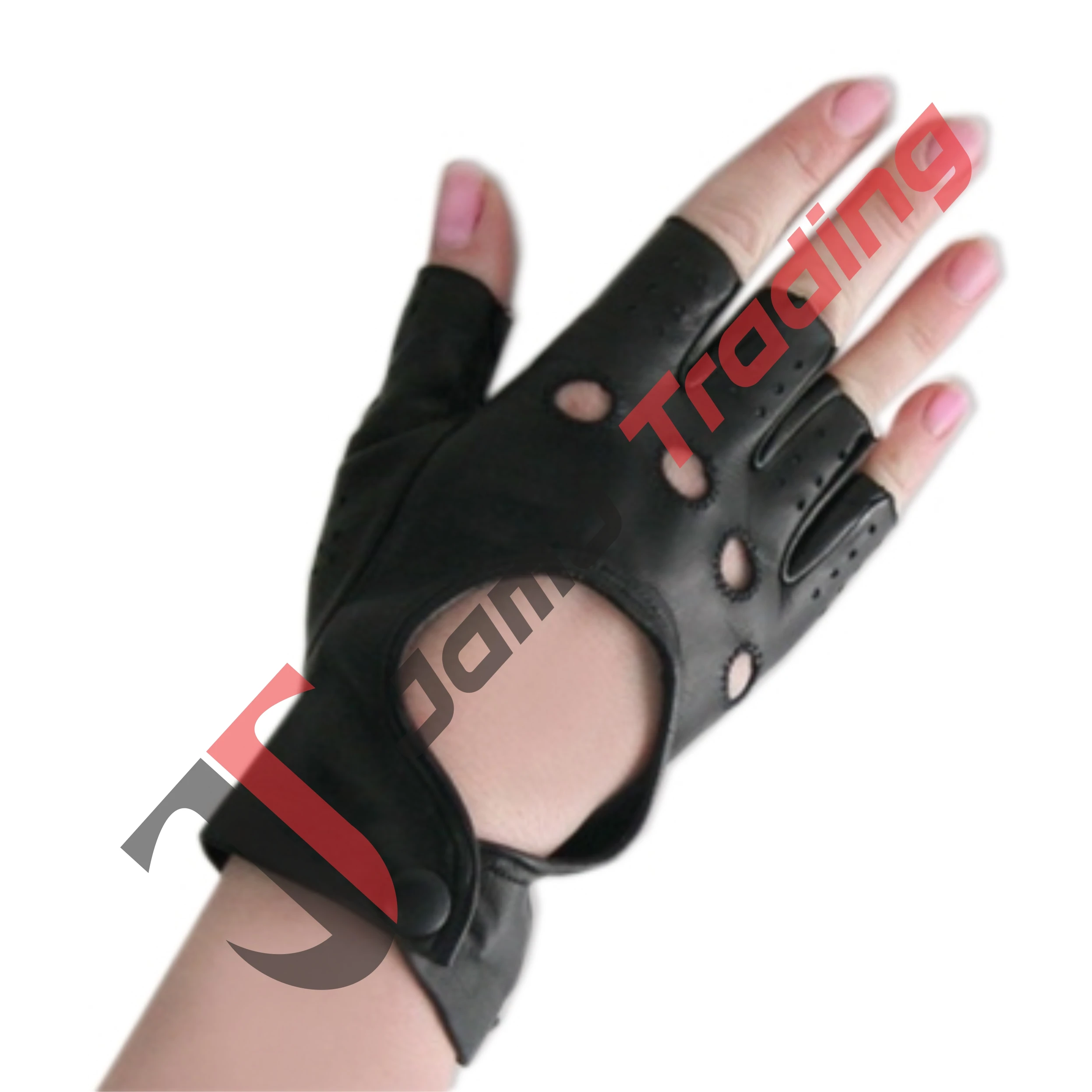 Custom High Quality Half Fingers BLACK BROWN  Luxury Winter Cold Weather Warm Genuine Leather Dressing Driving Racing  Gloves