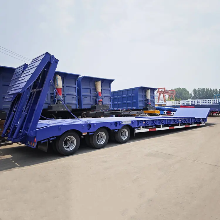TITAN 3 Axle 80T Lowbed Semi Trailer Lowbed trailer for Sale With Folding Hydraulic Ramp New in 2024