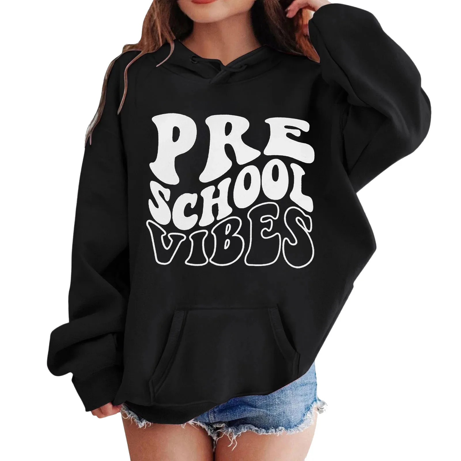 Fancy Loose Fit Letter puff Cotton, Korean Printed Hoodies Fully Black Color Drop Shoulder Heavy Weight 100% Cotton Hoody