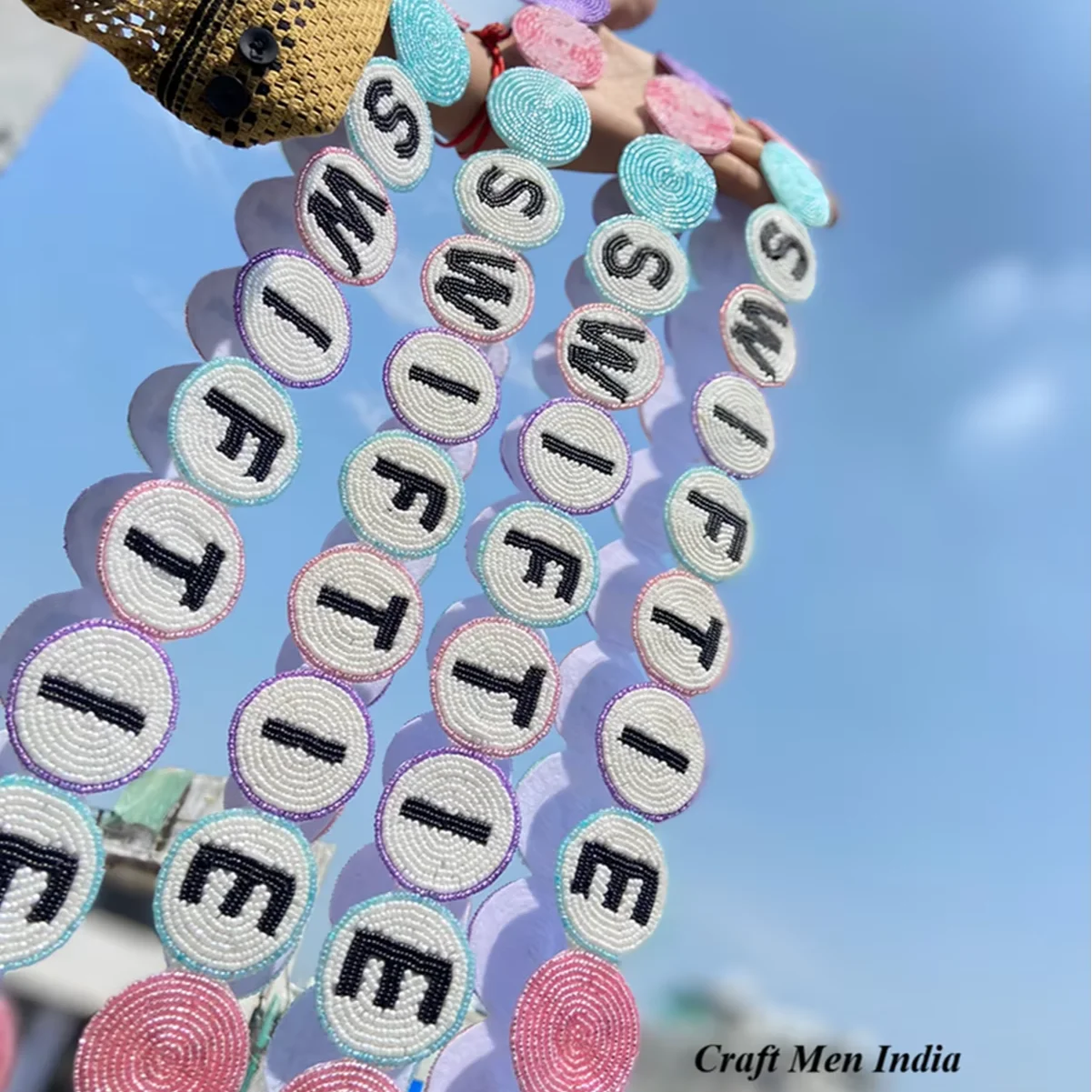 SWIFTIE Handmade round Seed Beaded Strap Unique Design Colorful International Standard round Beaded Belts for cross body straps