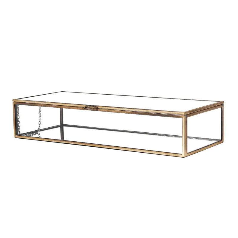 Vintage Style Decorative Jewelry Storage Box Feature With Metal Frame And Glass Panels Will Be A Perfect Display Case