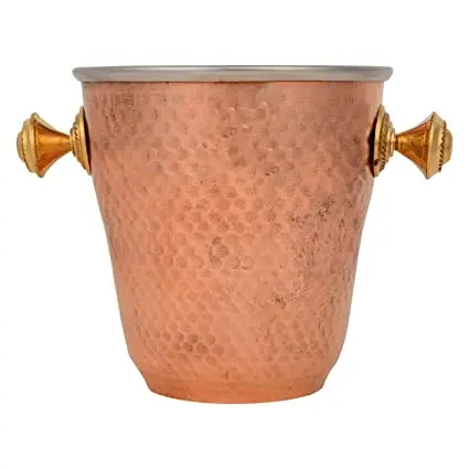 Customized Deer Shape Handle Copper Ice Bucket Manufacturer Antique Finished Bar Accessories Copper Finished Ice Bucket
