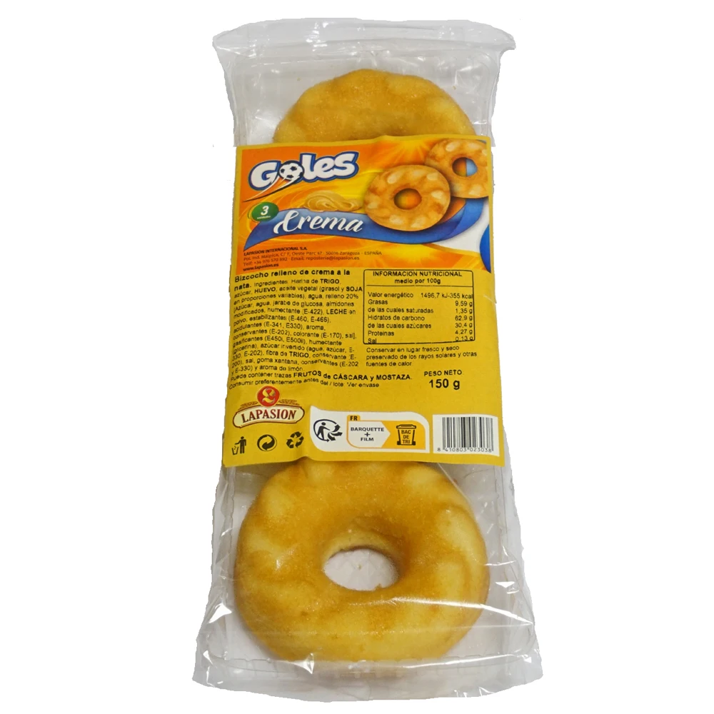Пирожное круглое по запросу с молочным кремом, 3 шт., 150 г, для супермаркетов